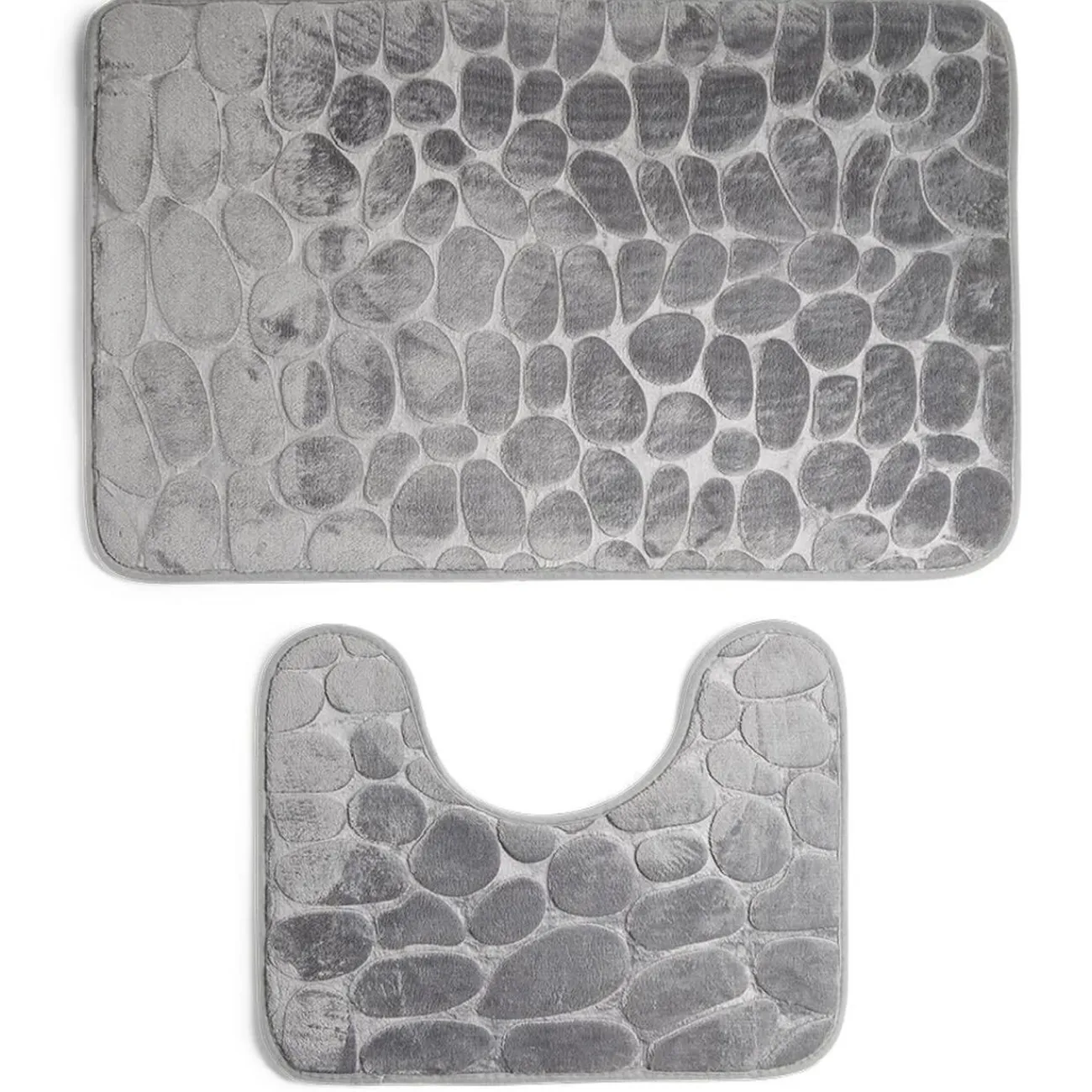 Gifi Aménagement Salle De Bain^Ensemble tapis de bain et contour WC à mémoire de forme beige ou gris