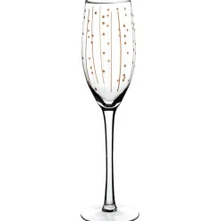 Best Gifi Flûte à champagne transparent motif pois et rayure cuivre
