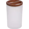 Gifi Aménagement Salle De Bain^Gobelet blanc en verre et bois Ø7xH11,7cm