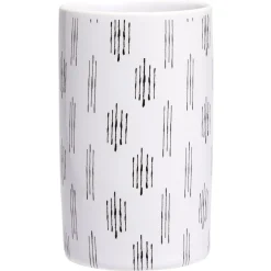 Gifi Aménagement Salle De Bain^Gobelet céramique céramique blanc et noir motif trait Ø6xH10,5cm