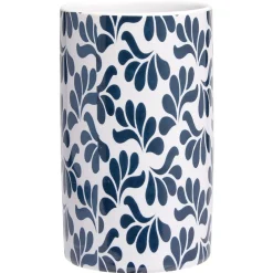Gifi Aménagement Salle De Bain^Gobelet céramique motif végétal blanc et bleu Ø6xH10,5cm