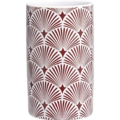 Gifi Aménagement Salle De Bain^Gobelet céramique vague japonaise blanc et rouge Ø6xH10,5cm