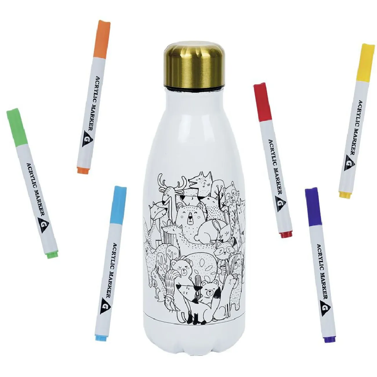 Clearance Gifi Kit gourde isotherme 350mL à colorier avec 6 marqueurs