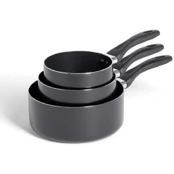 Sale Gifi Lot de 3 casseroles tous feux sauf induction aluminium noir Ø14/16/20cm