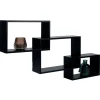 Gifi Rangement|Lot de 3 étagères rectangulaires en bois noir