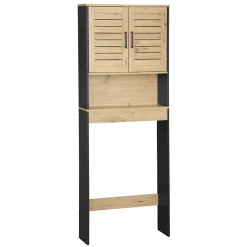 Gifi Aménagement Salle De Bain^Meuble contour de WC naturel et noir 58,5x19xH160 cm - Richmond