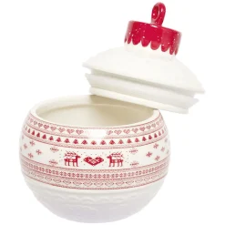 Discount Gifi Mini bonbonnière en céramique décor Noël rouge blanc