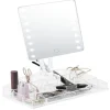 Gifi Aménagement Salle De Bain^Miroir LED avec rangement cosmétique 9 compartiments