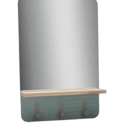 Gifi Aménagement Salle De Bain^Miroir étagère bois naturel 3 patères vert clair