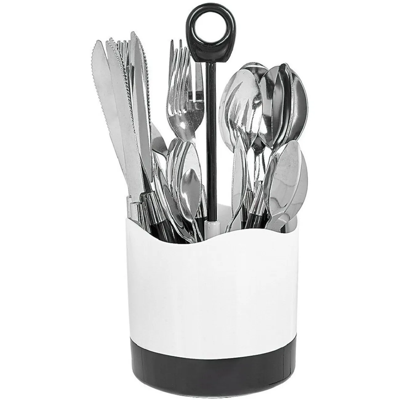 Best Gifi Ménagère 24 pièces avec support noir blanc