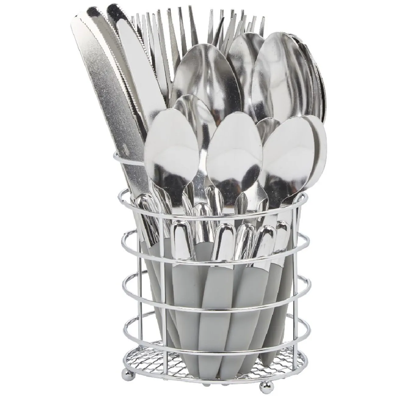 Best Gifi Ménagère 24 pièces gris et son panier