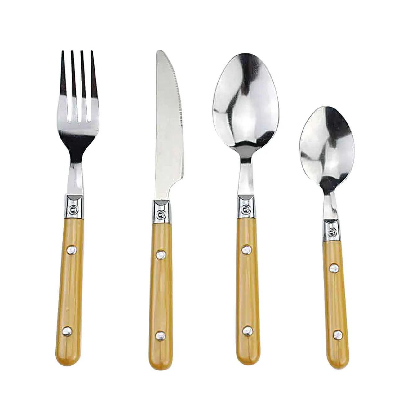 Sale Gifi Ménagère 16 pièces inox manche plastique jaune doré