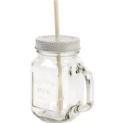 Discount Gifi Mug bocal transparent avec paille