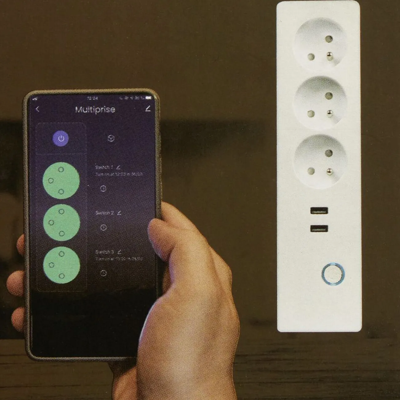 Gifi Accessoires Électriques^Multiprise connectée Wifi 3x16A + 2xUSB