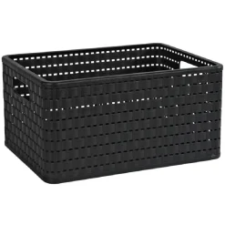 Gifi Entretien Du Linge|Panier avec poignées design rotin noir 18 L