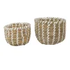Gifi Entretien Du Linge|Panier rond imitation bois tressé beige x2