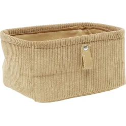 Gifi Aménagement Salle De Bain^Panière de rangement velours côtelé beige - 19x14xH9 cm