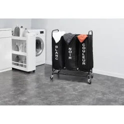 Gifi Entretien Du Linge|Panière 3 en 1 tri du linge à roulettes