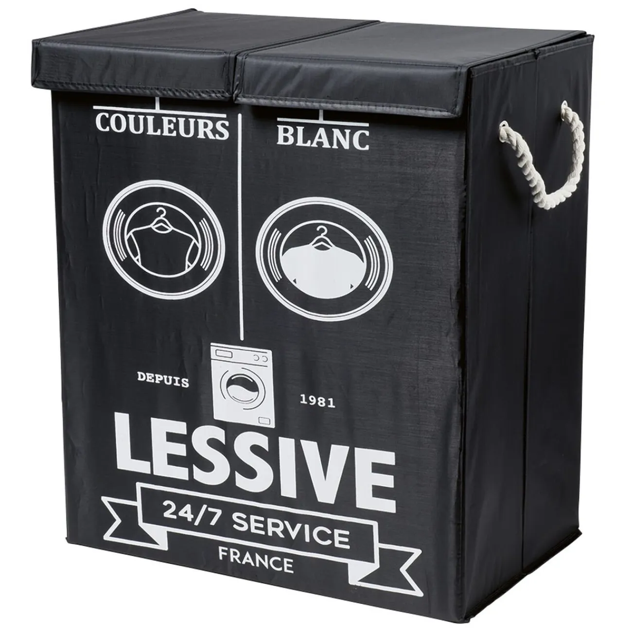 Gifi Entretien Du Linge|Panière à linge 2 compartiments couleurs et blanc