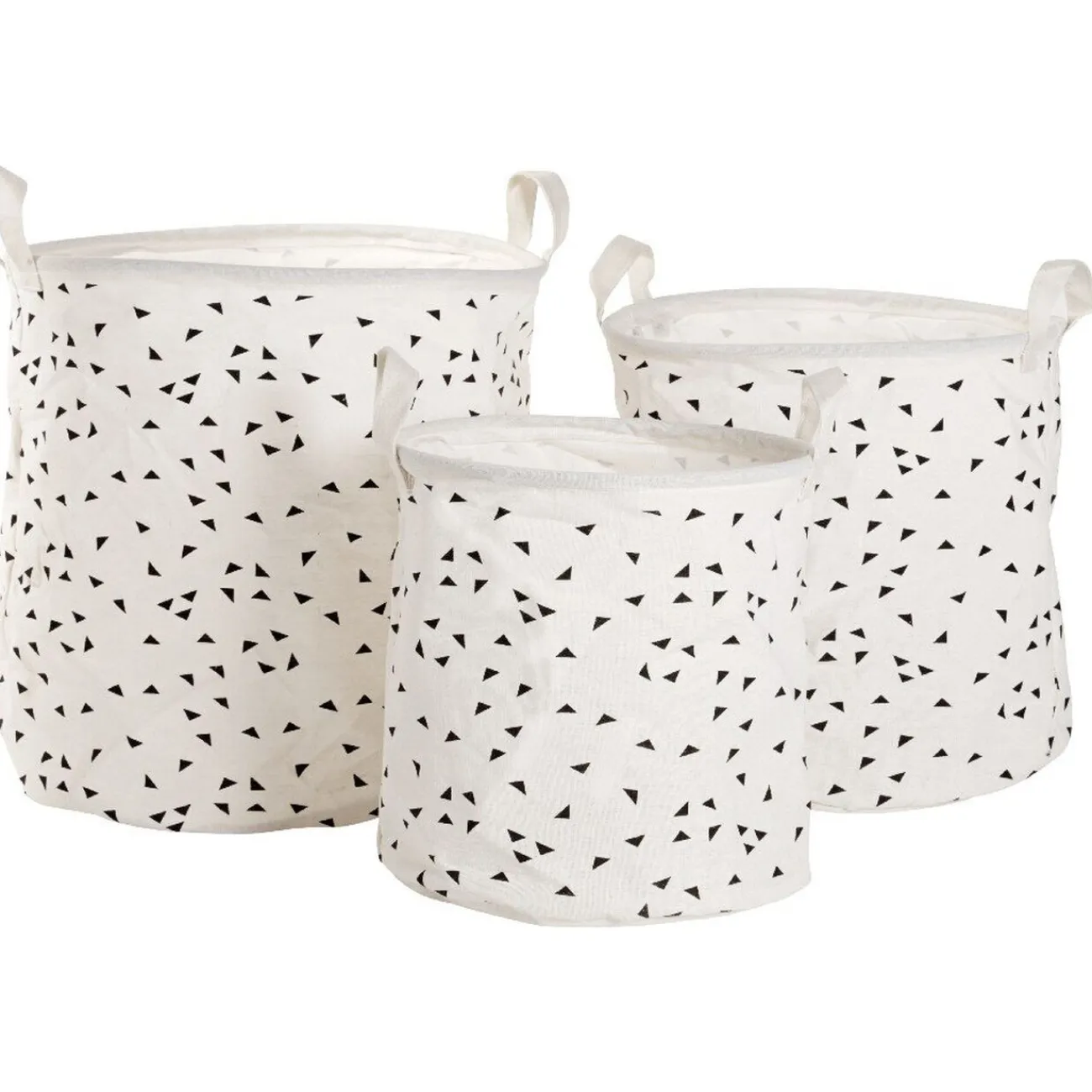 Gifi Entretien Du Linge|Panière à linge coton motif triangle x3