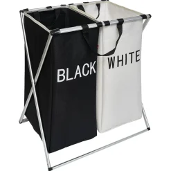 Gifi Entretien Du Linge|Panière à linge de tri blanc noir