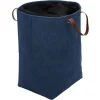 Gifi Entretien Du Linge|Panière à linge 58L avec anses polyester bleu marine effet velours