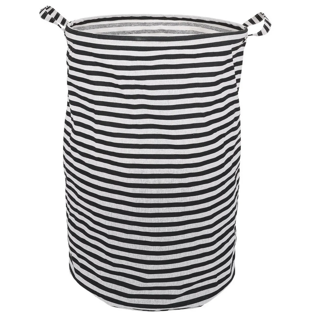 Gifi Entretien Du Linge|Panière à linge 75L blanc rayé noir Ø40xH60cm