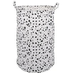 Gifi Entretien Du Linge|Panière à linge 75L blanc tacheté noir Ø40xH60cm