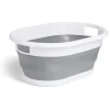 Gifi Entretien Du Linge|Panière à linge rétractable 54x23x39cm plastique blanc et gris
