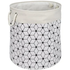 Gifi Entretien Du Linge|Panière à linge souple 72L motifs géométriques polyester beige