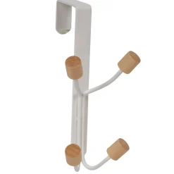 Gifi Rangement|Patère de porte 4 crochets en métal et bois