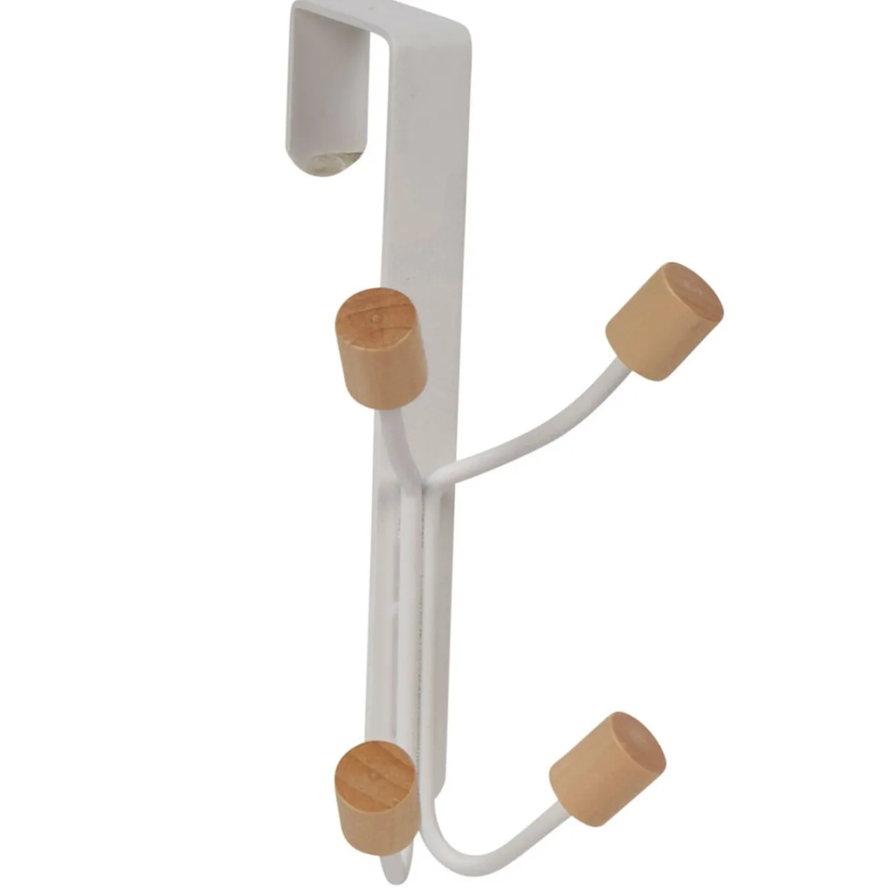 Gifi Rangement|Patère de porte 4 crochets en métal et bois