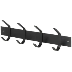 Gifi Rangement|Patère en métal noir 4 crochets L40cm