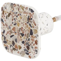 Gifi Rangement|Patère murale carrée motif terrazzo polyrésine 7x7cm