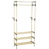 Gifi Rangement|Penderie avec 3 étageres bois beige et plastique noir - 77x28xH164cm