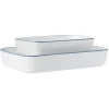 Online Gifi Plat cuisson rectangulaire blanc bordure bleue 1L et 2L x2