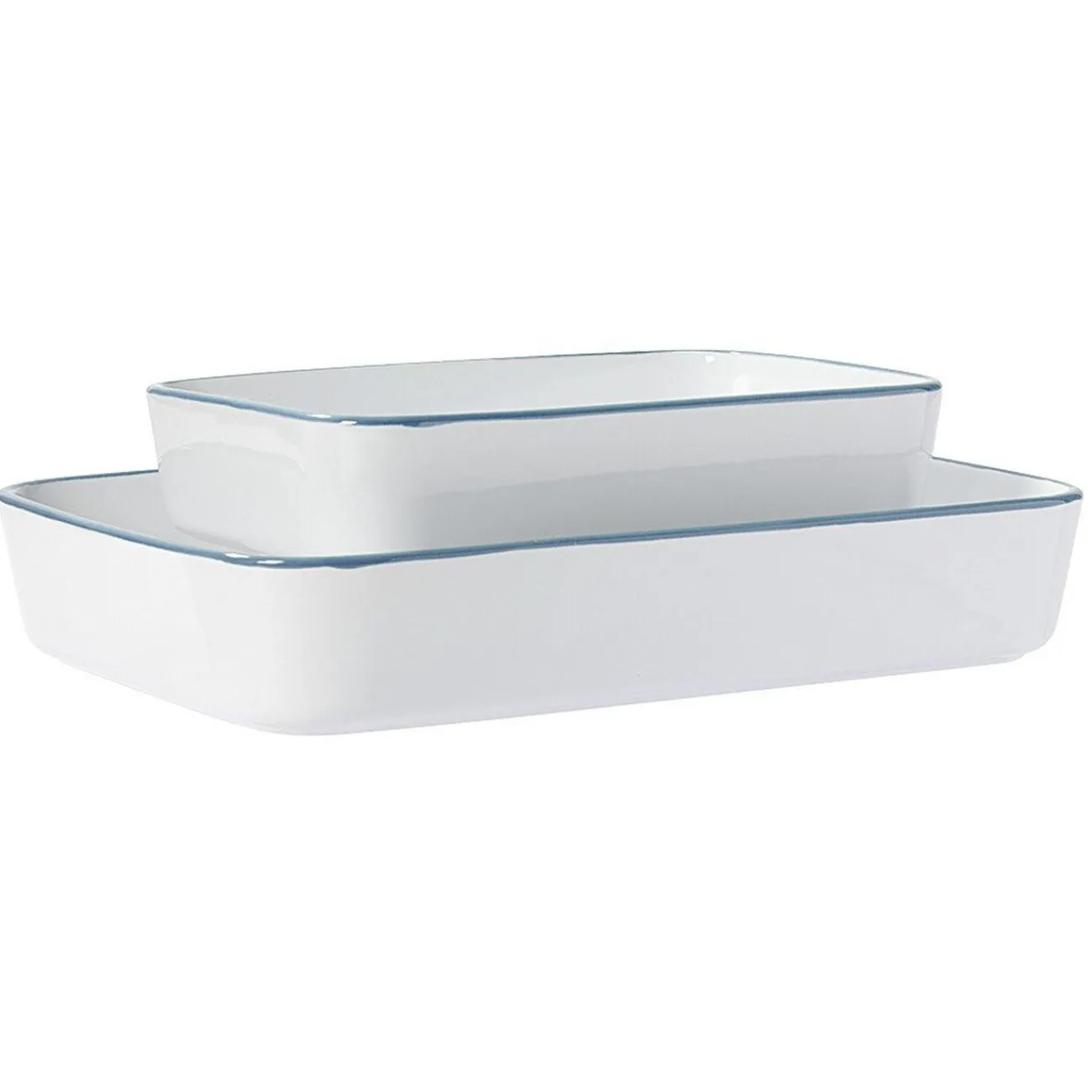 Online Gifi Plat cuisson rectangulaire blanc bordure bleue 1L et 2L x2