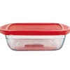 New Gifi Plat de cuisson carré en verre avec couvercle en plastique 1 L