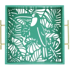 Sale Gifi Plateau avec motif tropicaux découpe et fond en verre