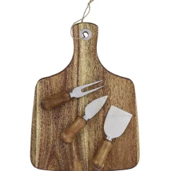 Sale Gifi Plateau à fromage en bois avec 3 couteaux