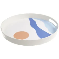 Sale Gifi Plateau rond design abstrait vague et soleil - plastique Ø34,5xH4cm