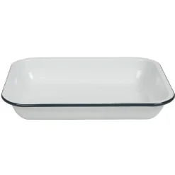 New Gifi Plat à four acier émaillé blanc contour bleu