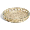 Hot Gifi Plat à four en verre transparent et déco raphia beige Ø27,5xH4,5cm