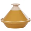 Hot Gifi Plat à tajine en faïence jaune moutarde et blanc ivoire