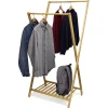 Gifi Rangement|Portant double en bambou avec étagère pour accessoires 70x55xH150cm