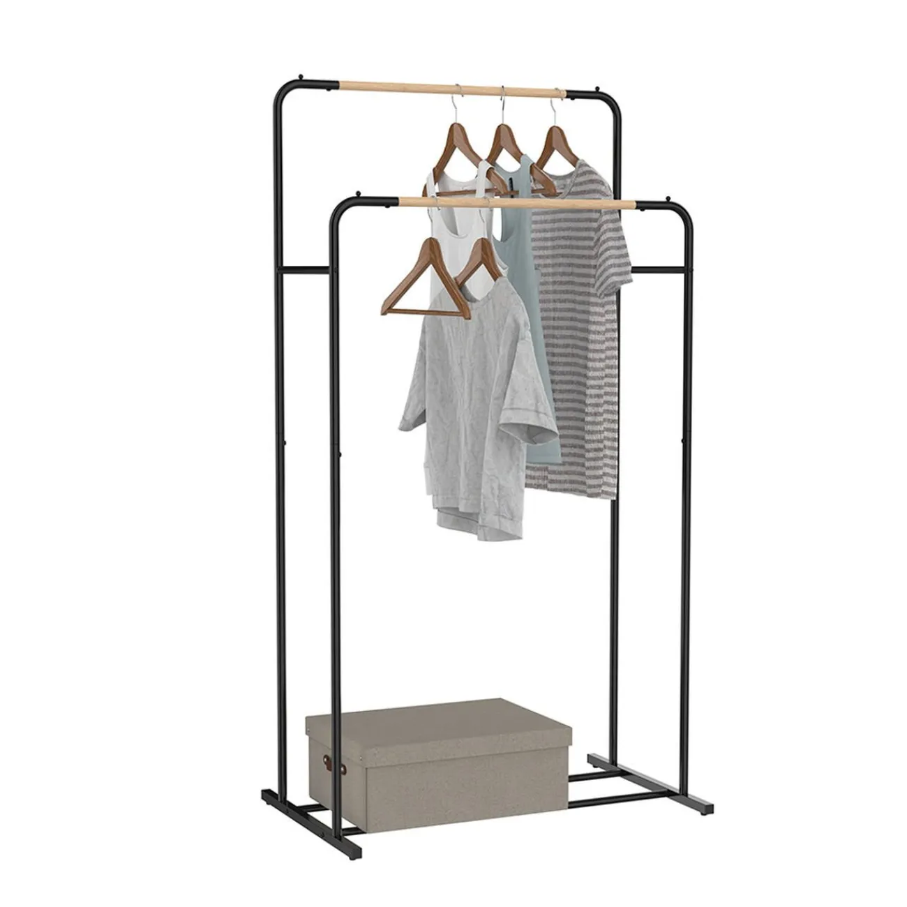Gifi Rangement|Portant double métal noir L70xl50xH50cm
