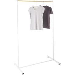 Gifi Rangement|Portant en métal hauteur réglable décor bois et blanc
