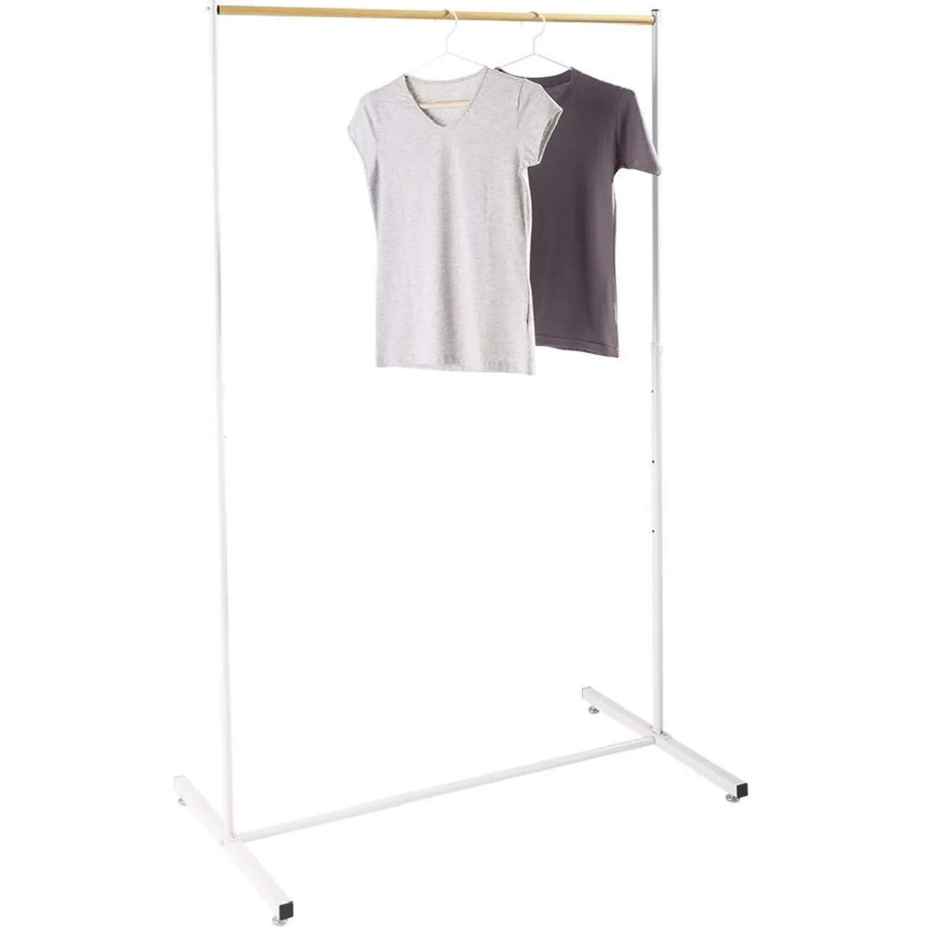 Gifi Rangement|Portant en métal hauteur réglable décor bois et blanc