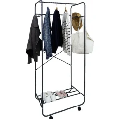 Gifi Rangement|Portant à roulettes avec patères latérales 72x45xH.170 cm