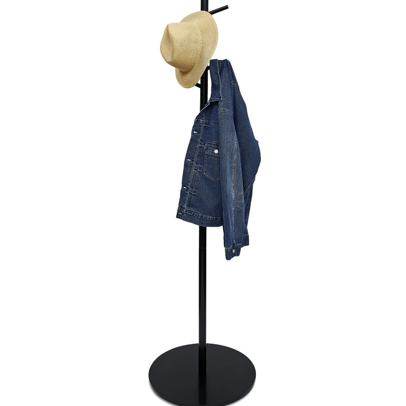 Gifi Rangement|Porte manteau bois noir 5 crochets 50xH170cm